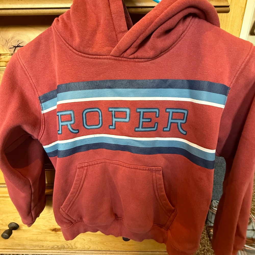 Roper Kids Red and Blue Striped Hoodie